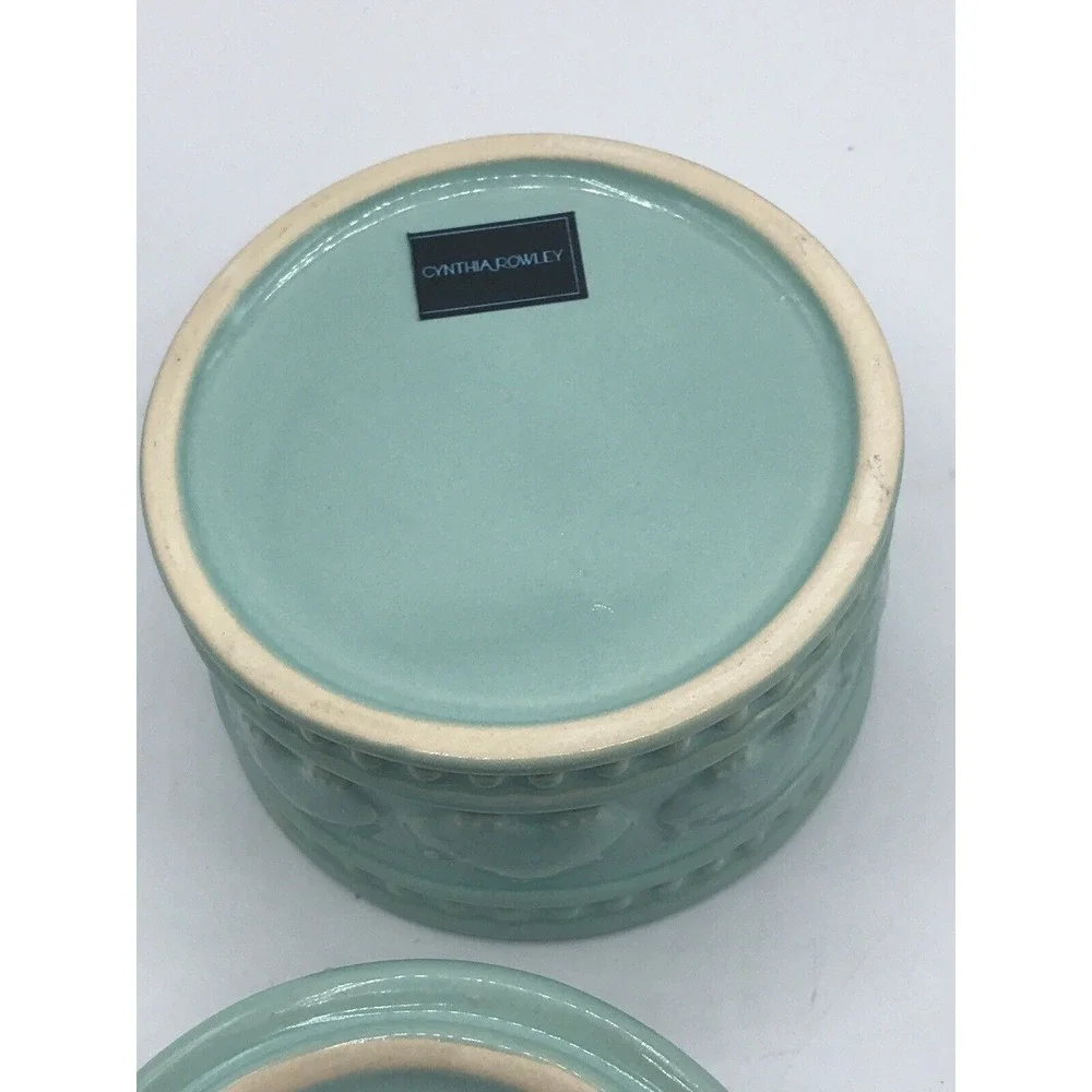 Cynthia Rowley Sand Elephant Trinket Jar Lid Apothecary Aztec Container Rare C28